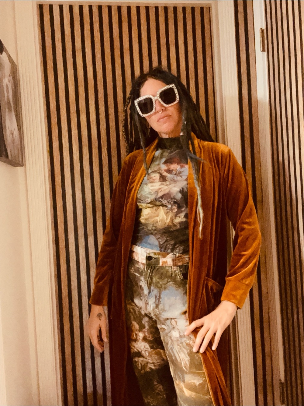 Rust Velvet Duster Coat - Burnt Orange